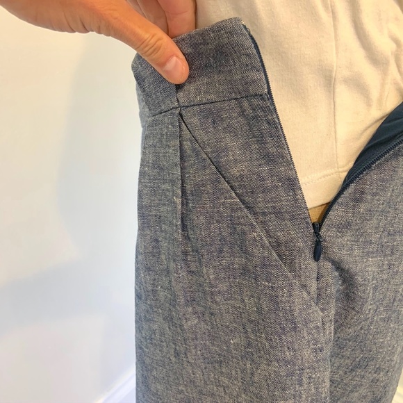 The Limited Blue Linen Pencil Mini Skirt - Picture 4 of 8